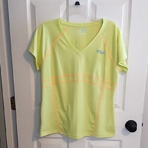 Fila Lime Green V-Neck Active Top